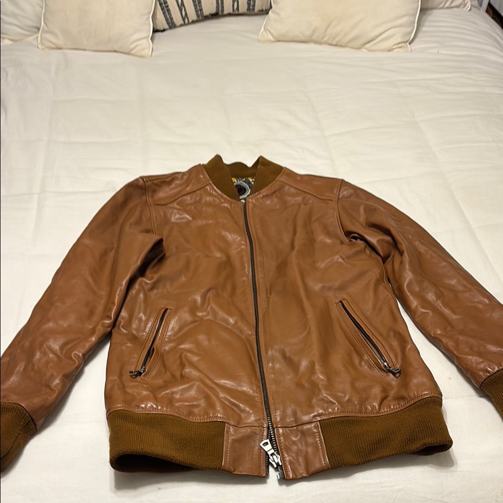 Women’s Carmel Brown Real Leather Bomber Jacket